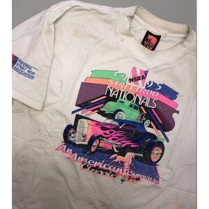 NSRA 1995 Street Rod Nationals Syracuse NY Car Graphic T Shirt Vintage L *stains